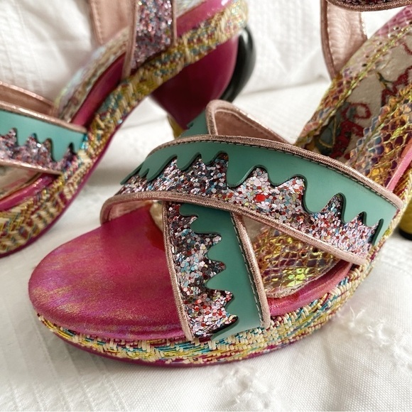 IRREGULAR CHOICE LIMITED EDITION ICECREAM GLITTER STRAPPY HIGH HEEL SANDALS 5.5 - Picture 6 of 9